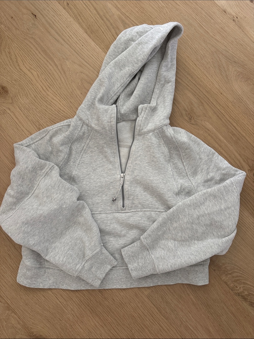 Light Gray Half-Zip Hooded Sweatshirt - Lululemon Oversized Scuba